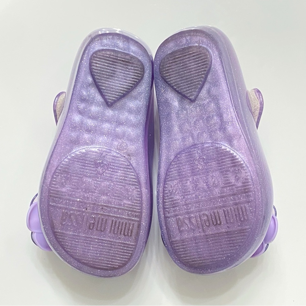 MINI MELISSA glittery purple rose flower ULTRAGIRL GARDEN MARY JANE jelly shoes - Picture 7 of 9